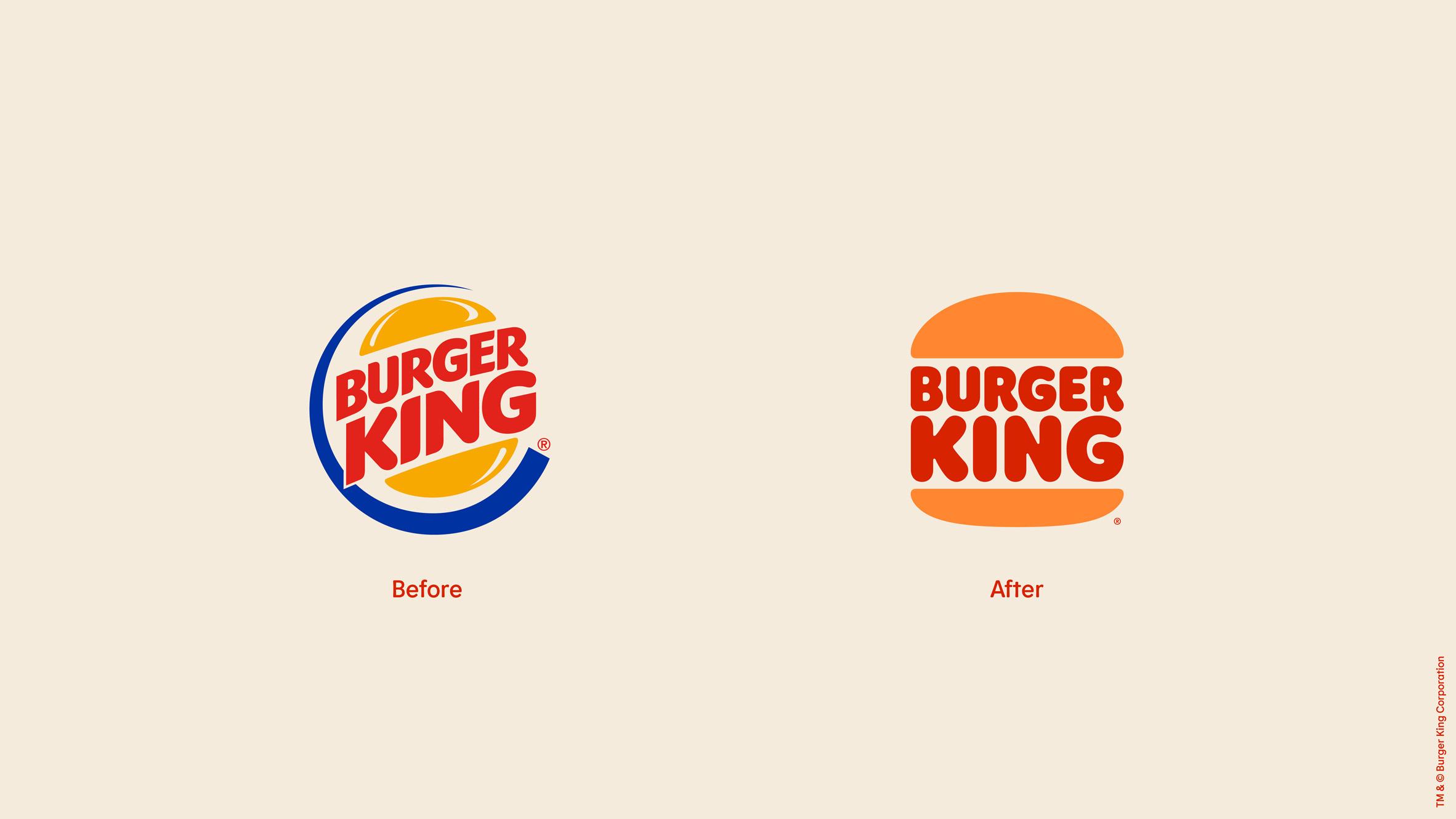 Logo Burger King trước và sau khi tái nhận diện thương hiệu (Ảnh: Burger King). 
