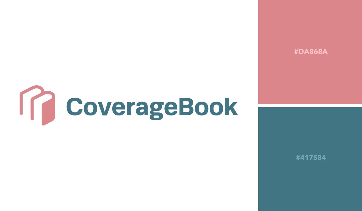 Phối màu tương phản trong logo CoverageBook (Ảnh: Visme). 