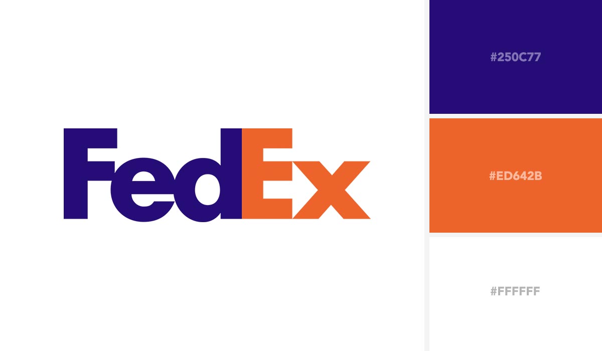 Phối màu tương phản trong logo FedEx (Ảnh: Visme). 
